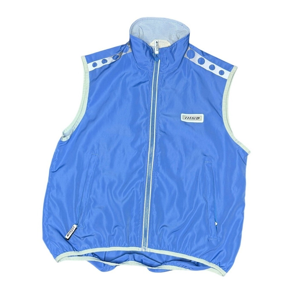 Hind Vintage Blue Running Cycling Windbreaker Vest Reflective Y2K Gorpcore   ‎ M
